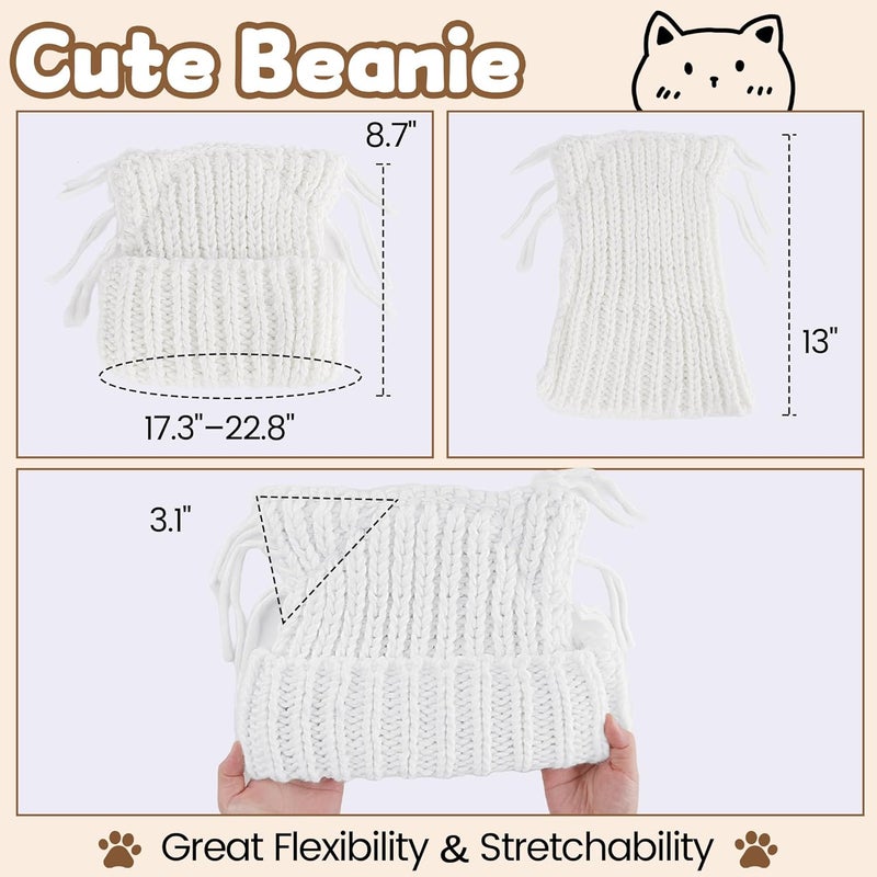 Babalet Store Cat Ear Beanie for Women Warm Winter Cap Chunky Knit Crochet Hat Slouchy Fox Hat Women Winter Trendy Headwear - Image 3